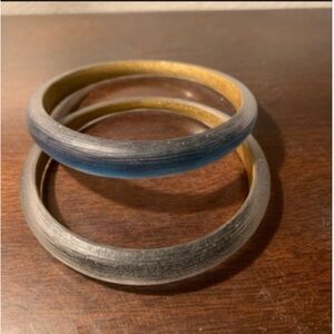 Alexis Bittar Set of Two Black and Blue Bangles. Like new